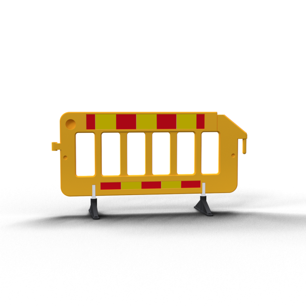 Crowd barrier | made of plastic | fence element yellow | film RA1/A | red / yellow